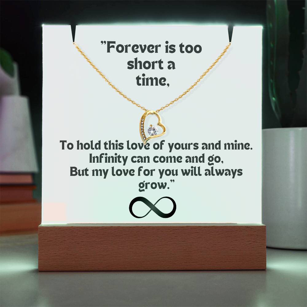 Color LED Acrylic Infinity Card WHITE Background and HEART Necklace For my Wife/ Girlfriend & Husband/ Boyfriend Infinite love Keepsake 2