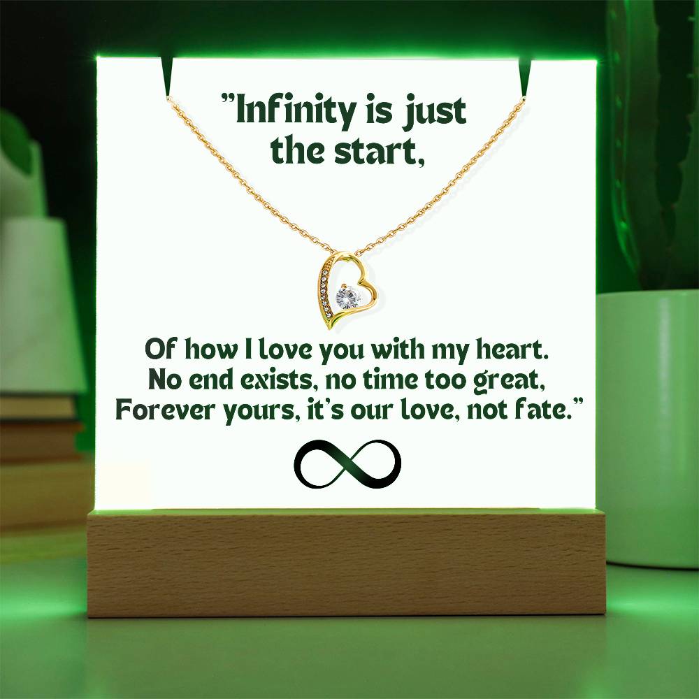 Color LED Acrylic Infinity Card WHITE Background and HEART Necklace For my Wife/ Girlfriend & Husband/ Boyfriend Infinite love Keepsake 1