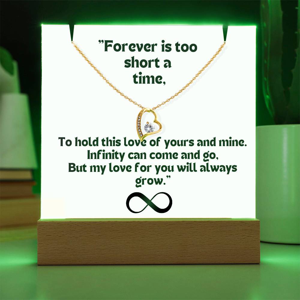 Color LED Acrylic Infinity Card WHITE Background and HEART Necklace For my Wife/ Girlfriend & Husband/ Boyfriend Infinite love Keepsake 2