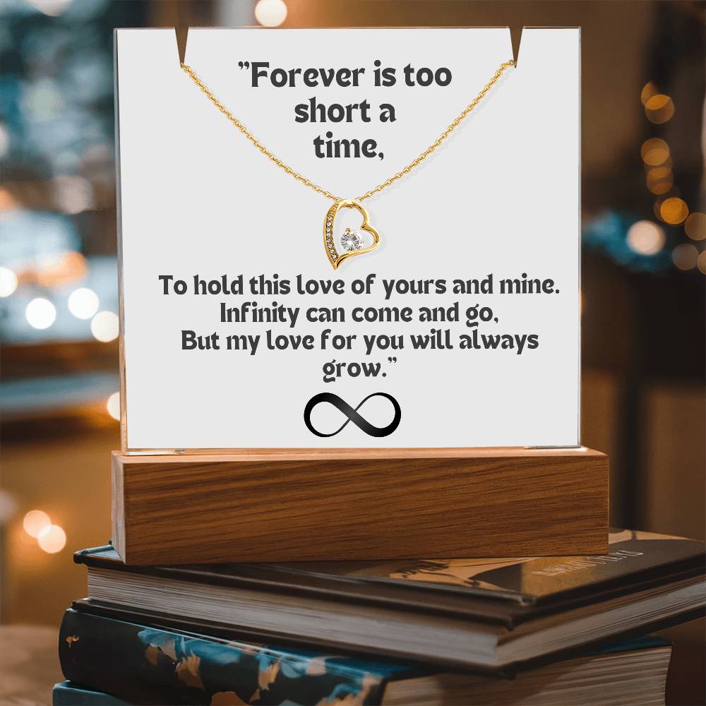Color LED Acrylic Infinity Card WHITE Background and HEART Necklace For my Wife/ Girlfriend & Husband/ Boyfriend Infinite love Keepsake 2