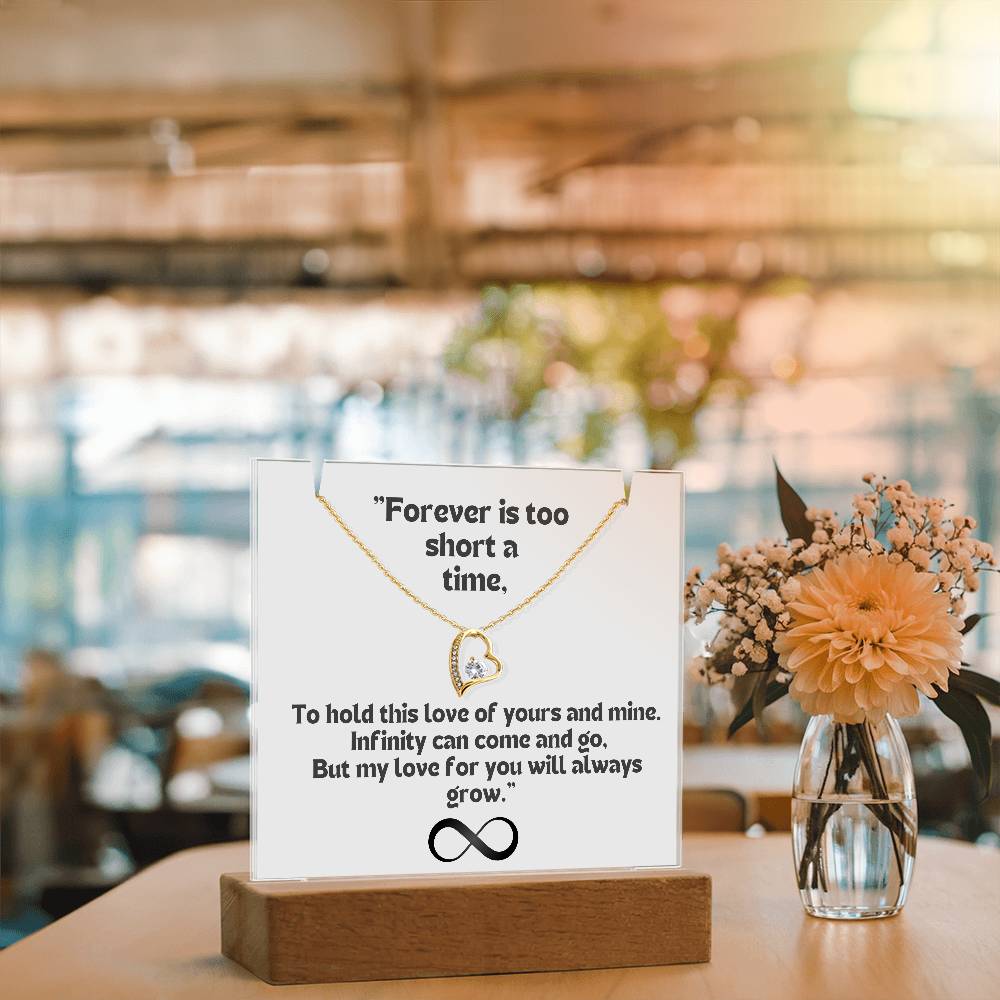Color LED Acrylic Infinity Card WHITE Background and HEART Necklace For my Wife/ Girlfriend & Husband/ Boyfriend Infinite love Keepsake 2