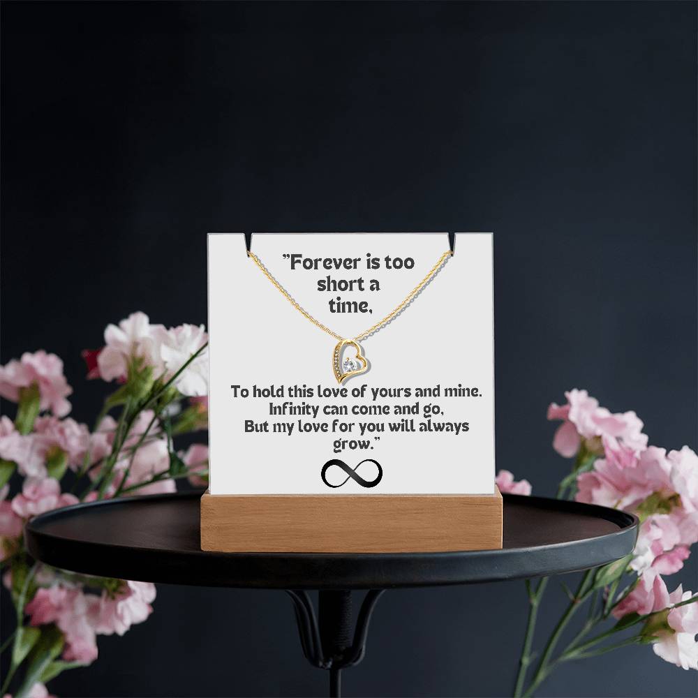 Color LED Acrylic Infinity Card WHITE Background and HEART Necklace For my Wife/ Girlfriend & Husband/ Boyfriend Infinite love Keepsake 2