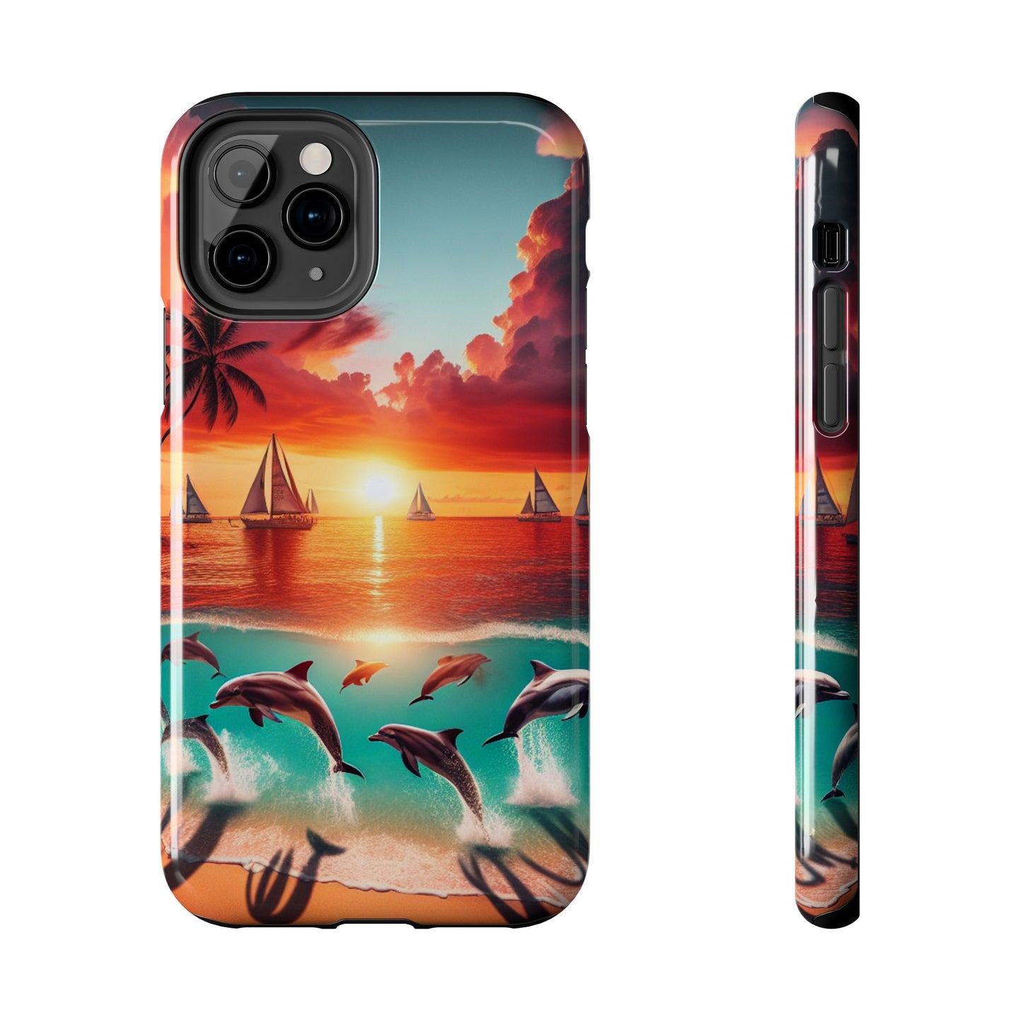 Iphone 16 15 14 13 12 10 9 8 7 Pro Plus and MaxTough Phone Case "Serene Shores: An Ode to Tropical Twilight" -  1111 Tropical Beach Art