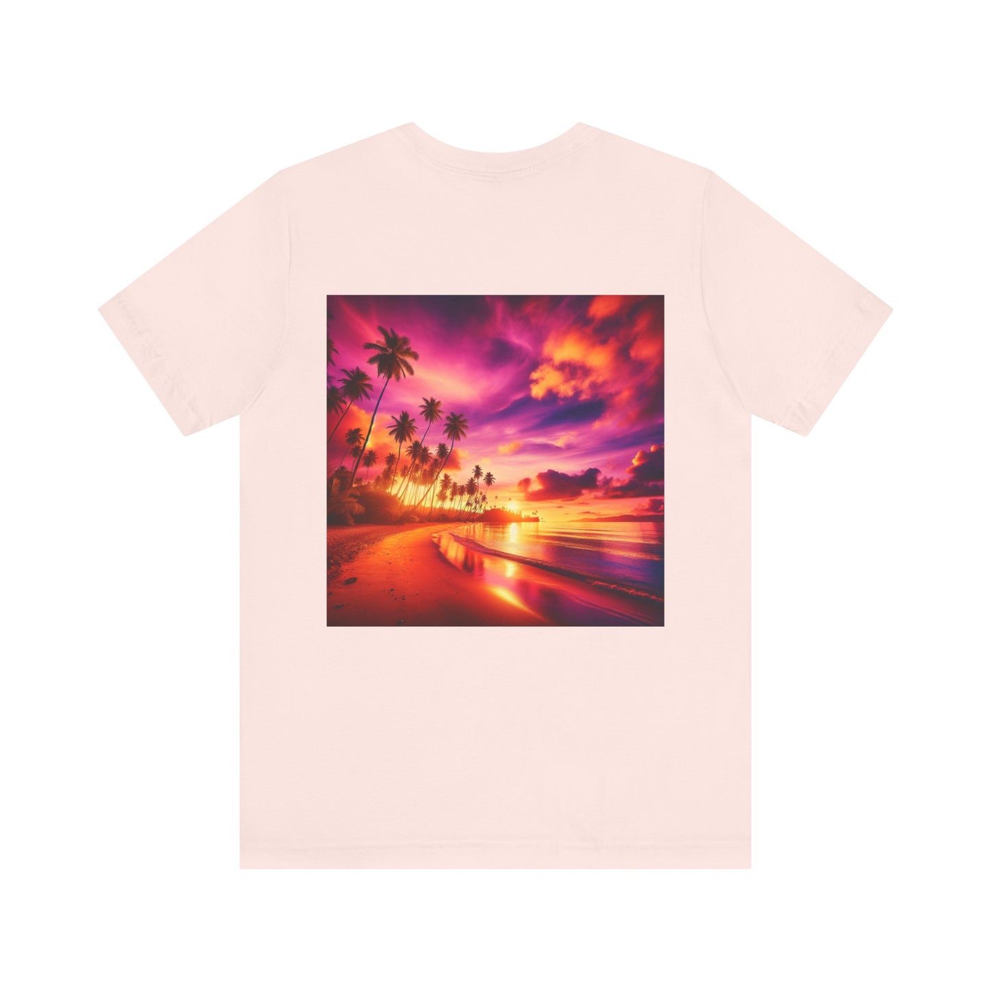 "Paradise Serenity: Tropical Twilight" - Tropical Beach Sunset with Palm Trees Unisex Tee