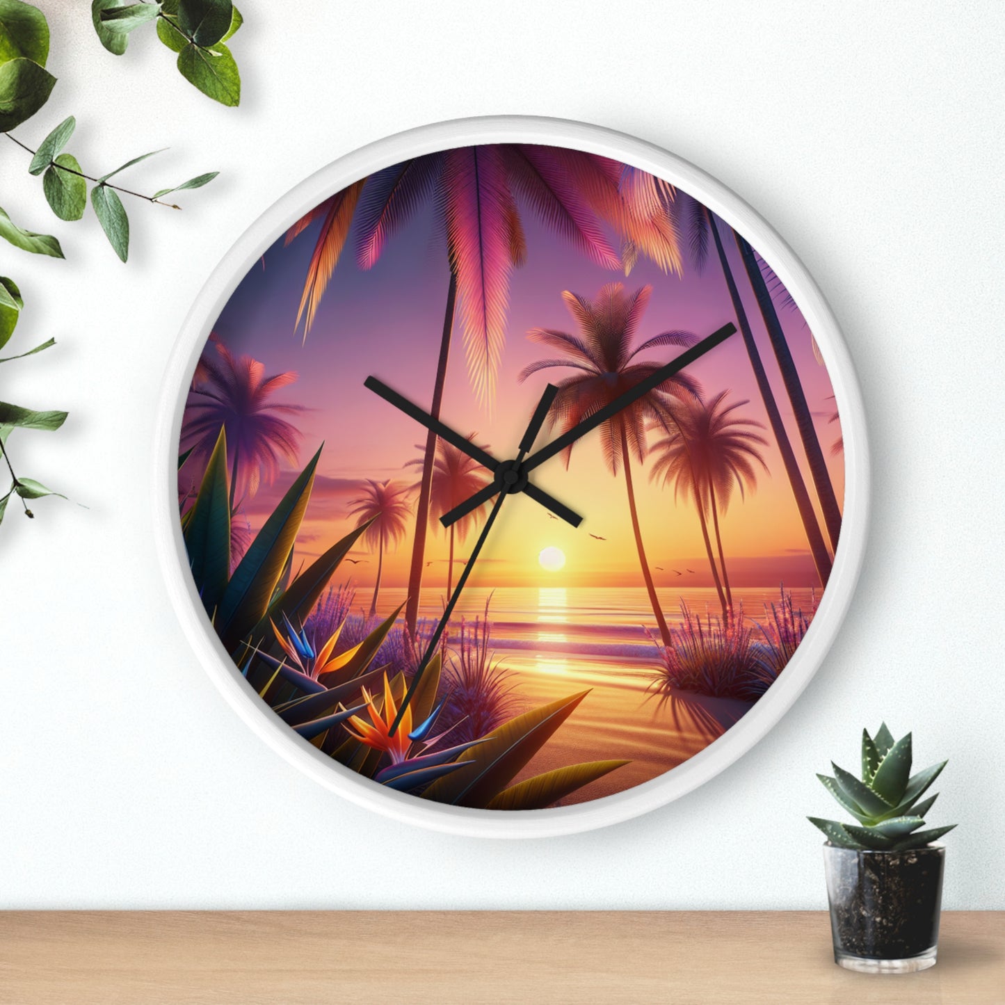 "Serene Sundown in Paradise" - 10" Art Clock