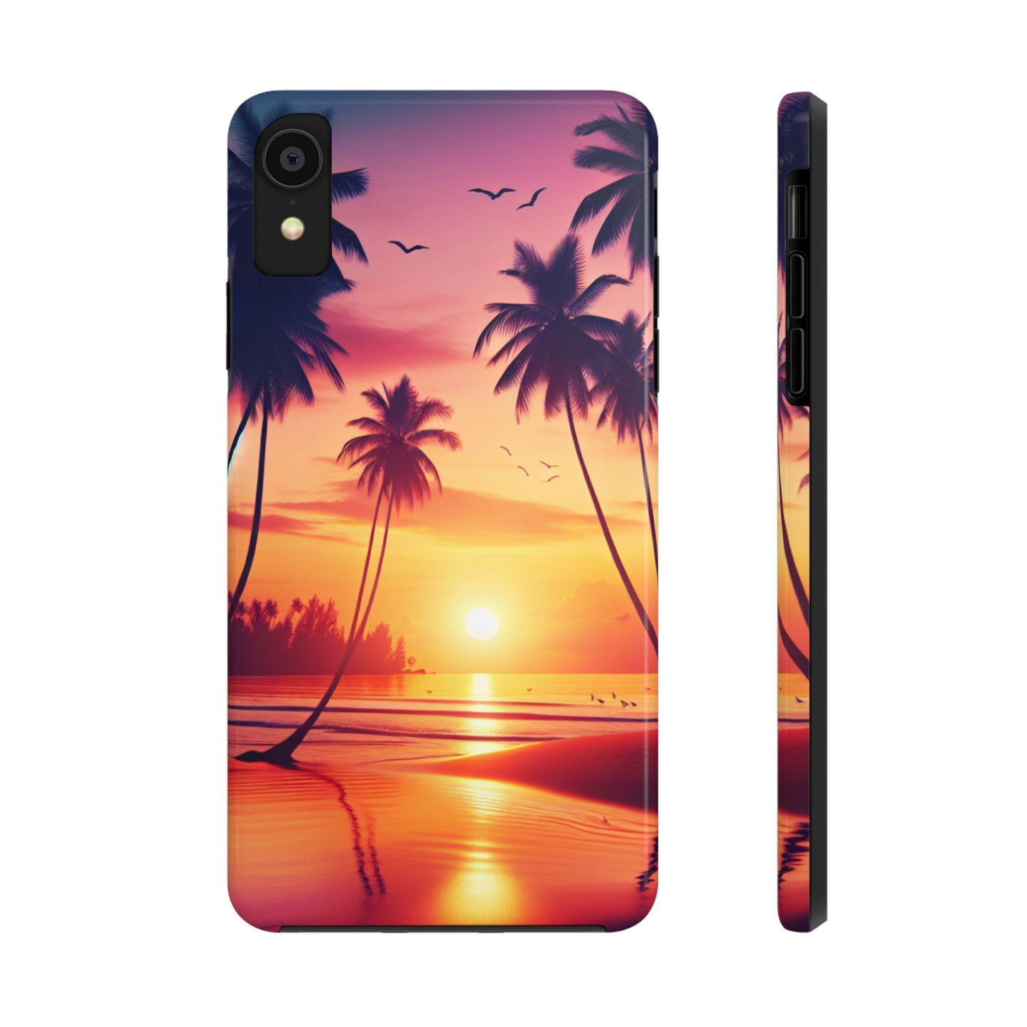 "Paradise Twilight: An Enchanting Tropical Serenade" - All Iphones 15 to 7 and Samsung Galaxy s24 to s21 Tough Phone Case with Tropical Beach Art