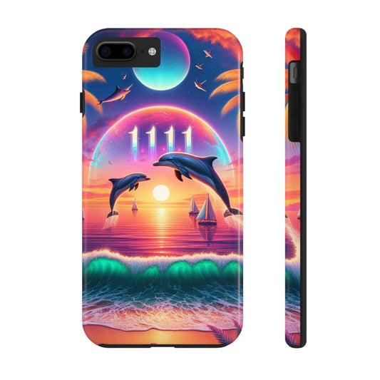 Iphone 16 15 14 13 12 10 9 8 7 Pro Plus and MaxTough Phone Case "Sunset Serenity: A Tropical Paradise" -  1111 Tropical Beach Art