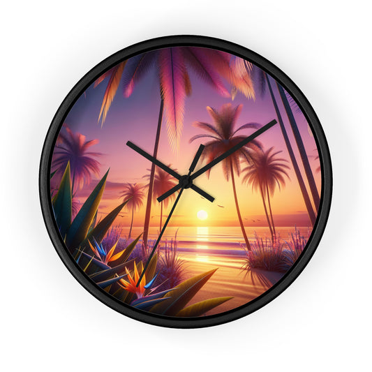 "Serene Sundown in Paradise" - 10" Art Clock