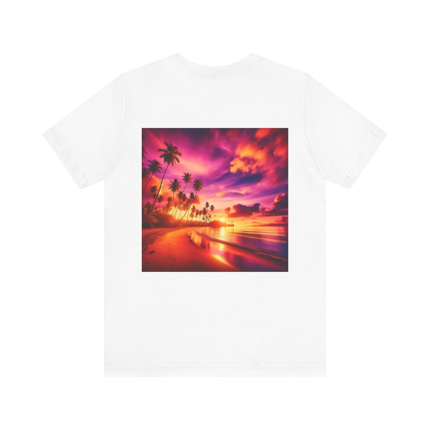 "Paradise Serenity: Tropical Twilight" - Tropical Beach Sunset with Palm Trees Unisex Tee