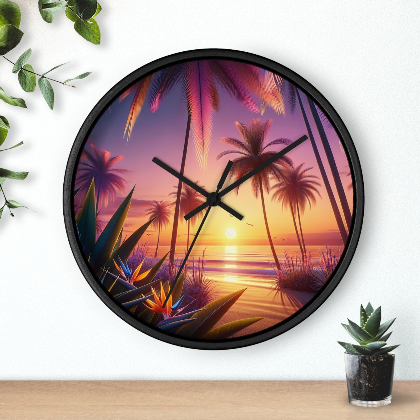 "Serene Sundown in Paradise" - 10" Art Clock