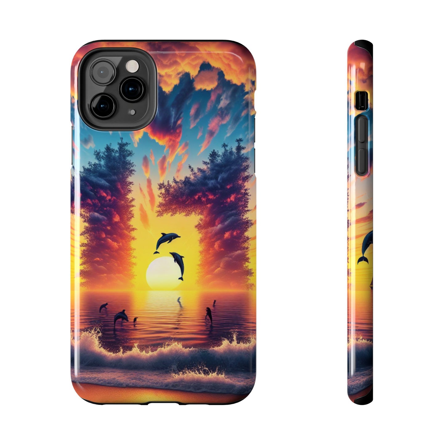 Iphone 16 15 14 13 12 10 9 8 7 Pro Plus and MaxTough Phone Case "Paradise Twilight: A Serenade of Tropic Colors" -  1111 Tropical Beach Art