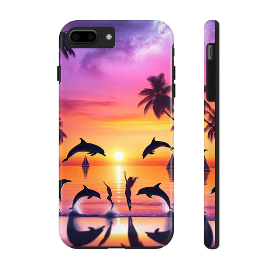 Iphone 16 15 14 13 12 11 10 9 8 7 Pro Plus and MaxTough Phone Case "Sundrenched Solitude: Serene Sunset Tropical Beach" -  1111 Tropical Beach Art