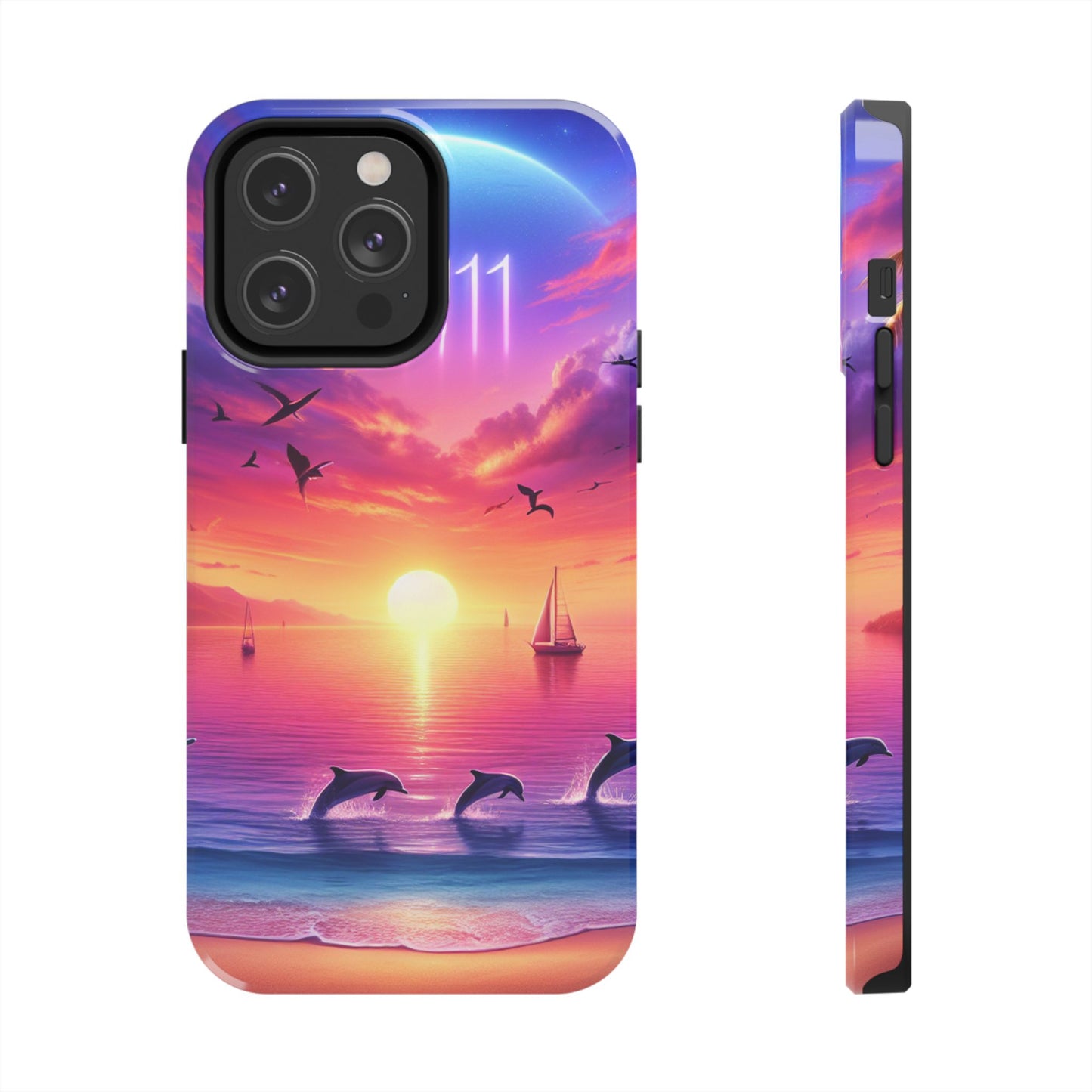 Iphone 16 15 14 13 12 10 9 8 7 Pro Plus and MaxTough Phone Case "Paradise Serenity: Tropical Sunset Symphony" -  1111 Tropical Beach Art