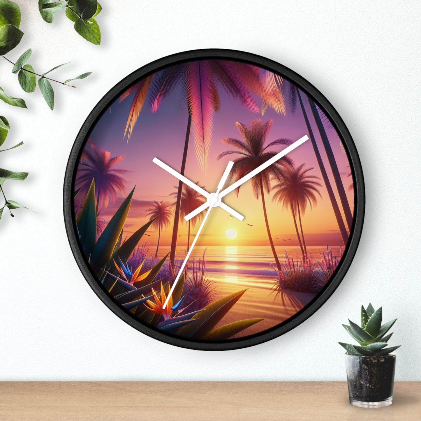 "Serene Sundown in Paradise" - 10" Art Clock