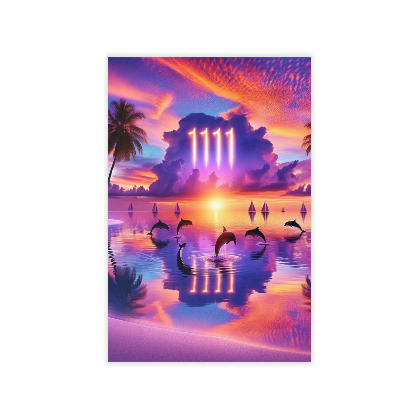 Repositionanable Wall Art 1111 "Paradise Dusk: An Equatorial Symphony" - Tropical Beach at Sunset