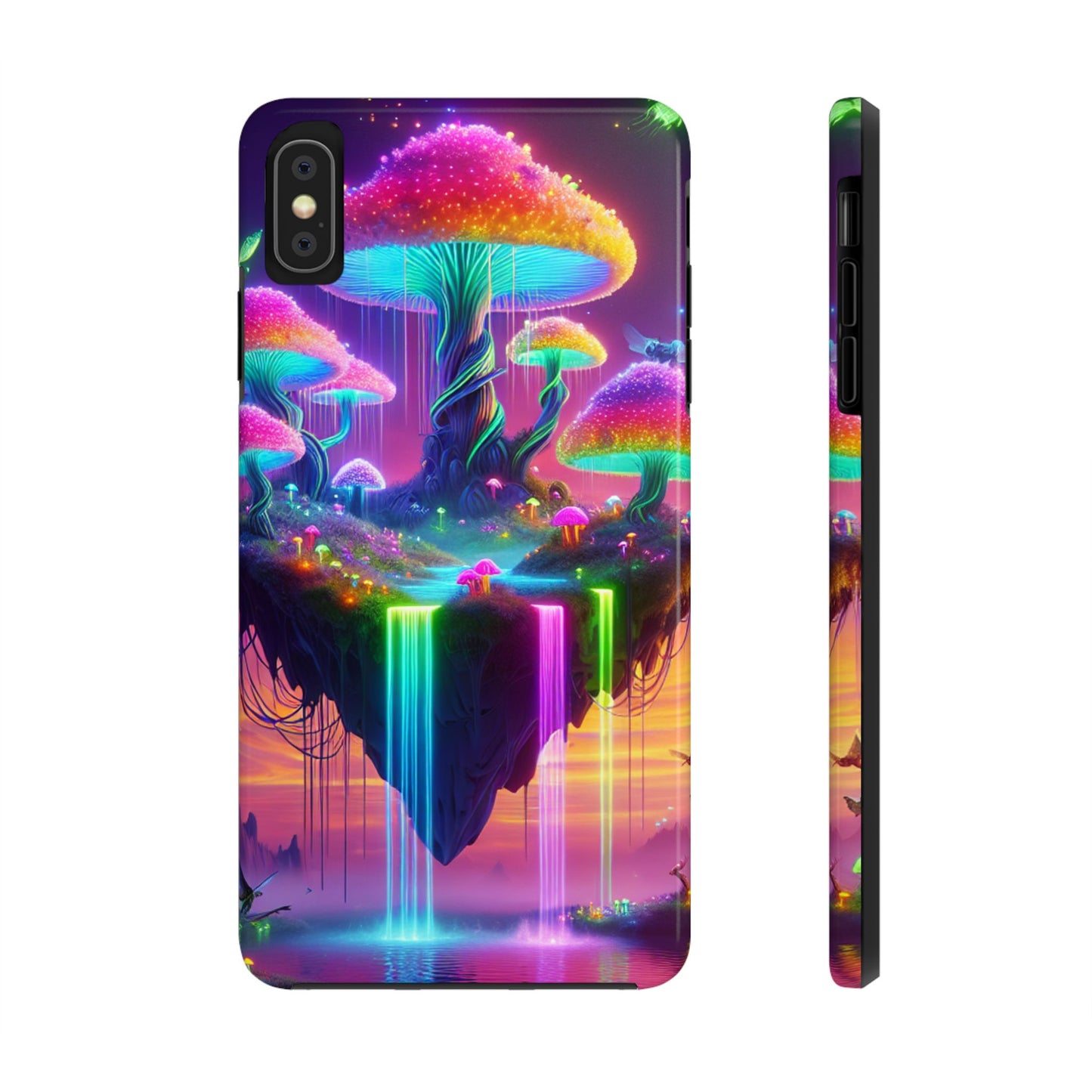 TDB Rainbow Floating Mushrooms islands with Waterfalls Tough Phone Cases