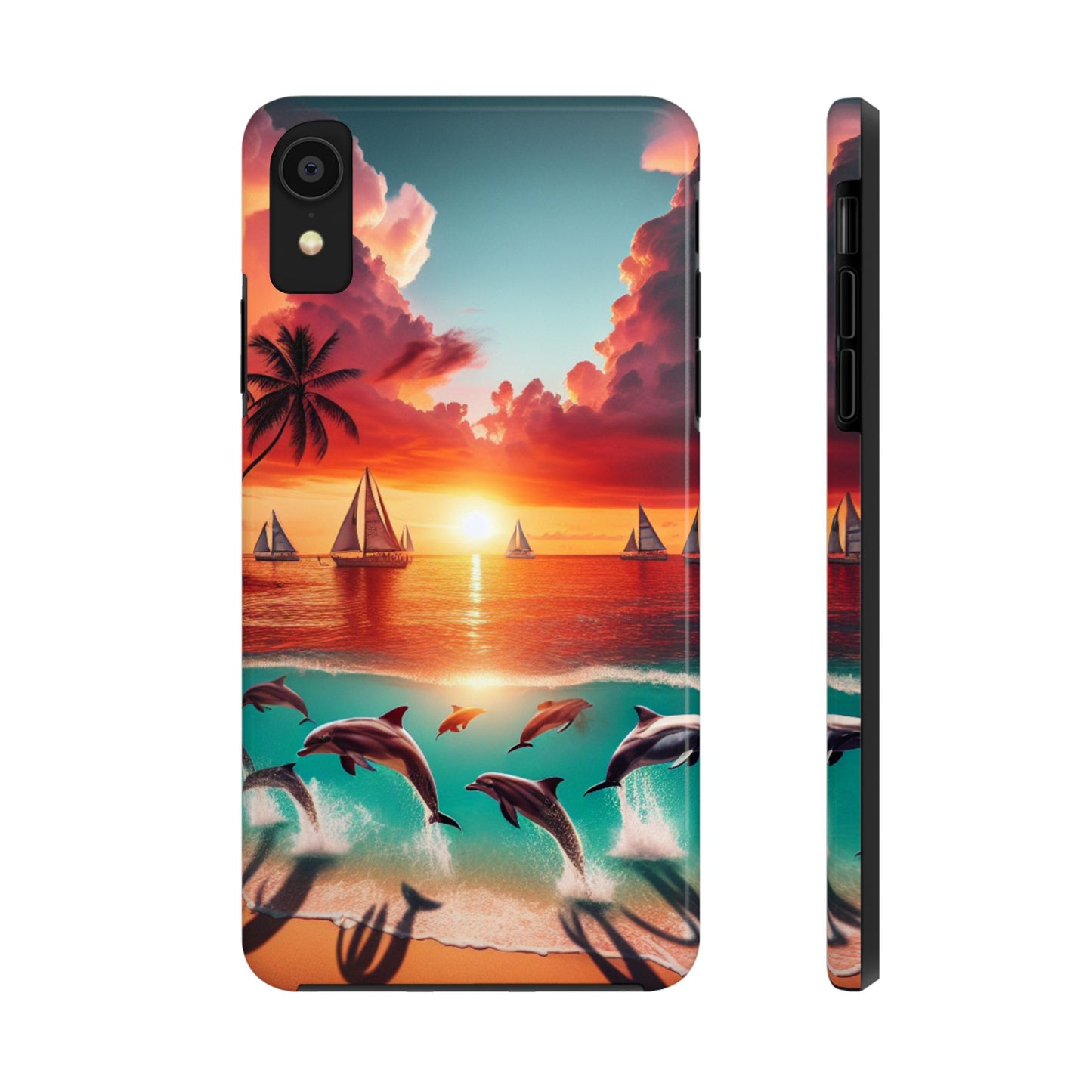 Iphone 16 15 14 13 12 10 9 8 7 Pro Plus and MaxTough Phone Case "Serene Shores: An Ode to Tropical Twilight" -  1111 Tropical Beach Art