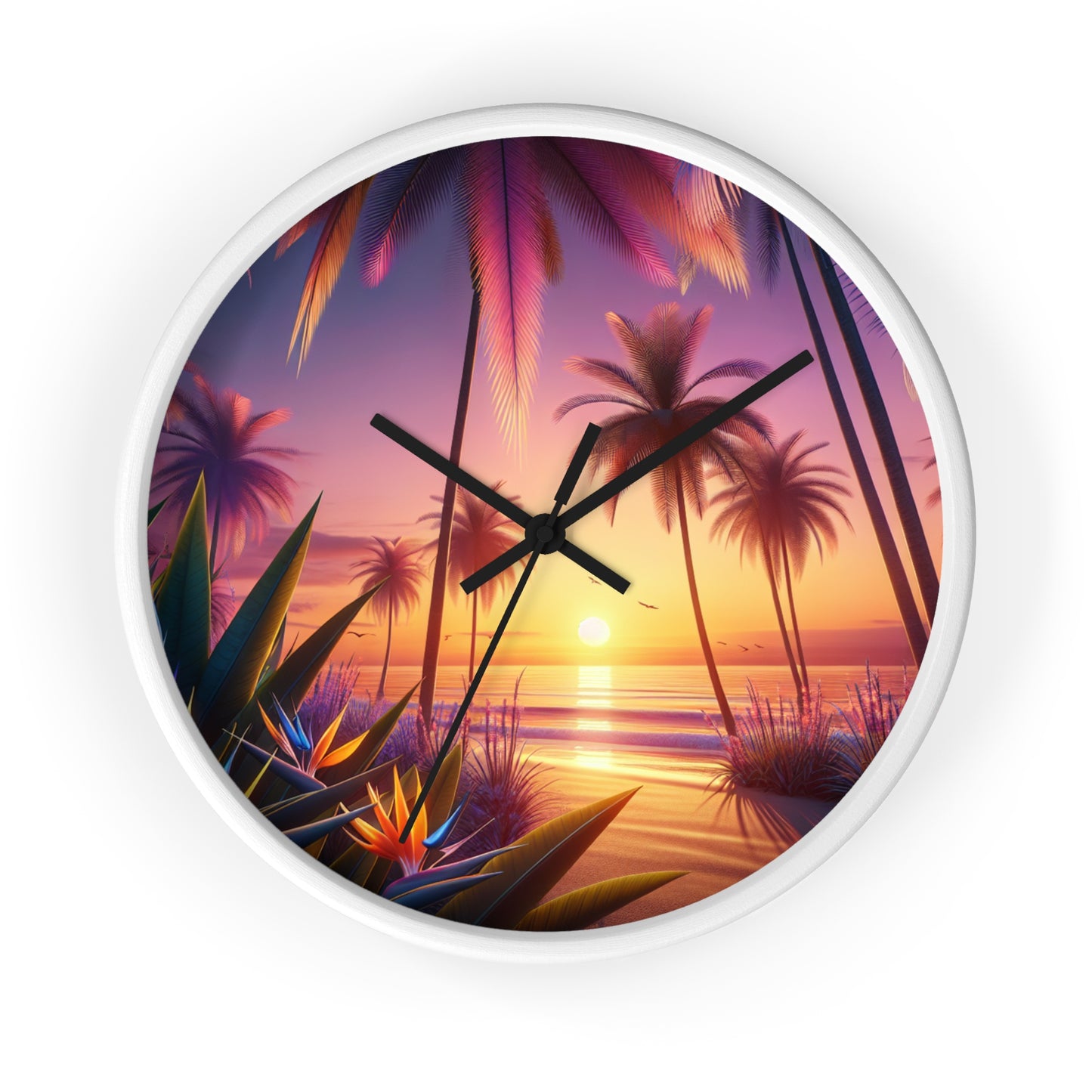 "Serene Sundown in Paradise" - 10" Art Clock