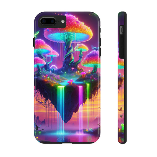 TDB Rainbow Floating Mushrooms islands with Waterfalls Tough Phone Cases