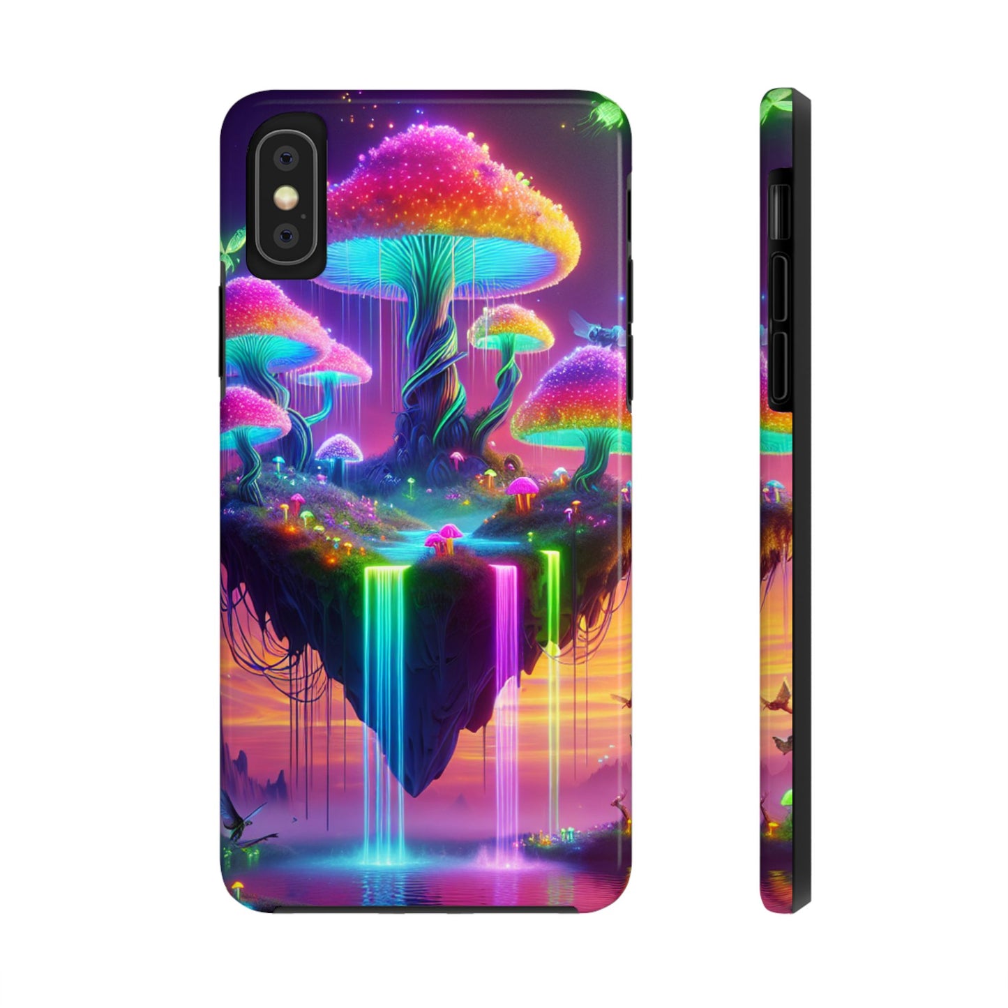 TDB Rainbow Floating Mushrooms islands with Waterfalls Tough Phone Cases