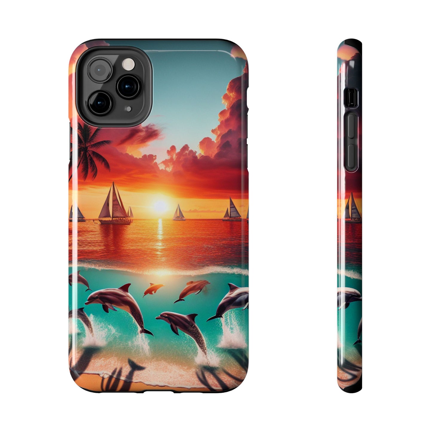 Iphone 16 15 14 13 12 10 9 8 7 Pro Plus and MaxTough Phone Case "Serene Shores: An Ode to Tropical Twilight" -  1111 Tropical Beach Art