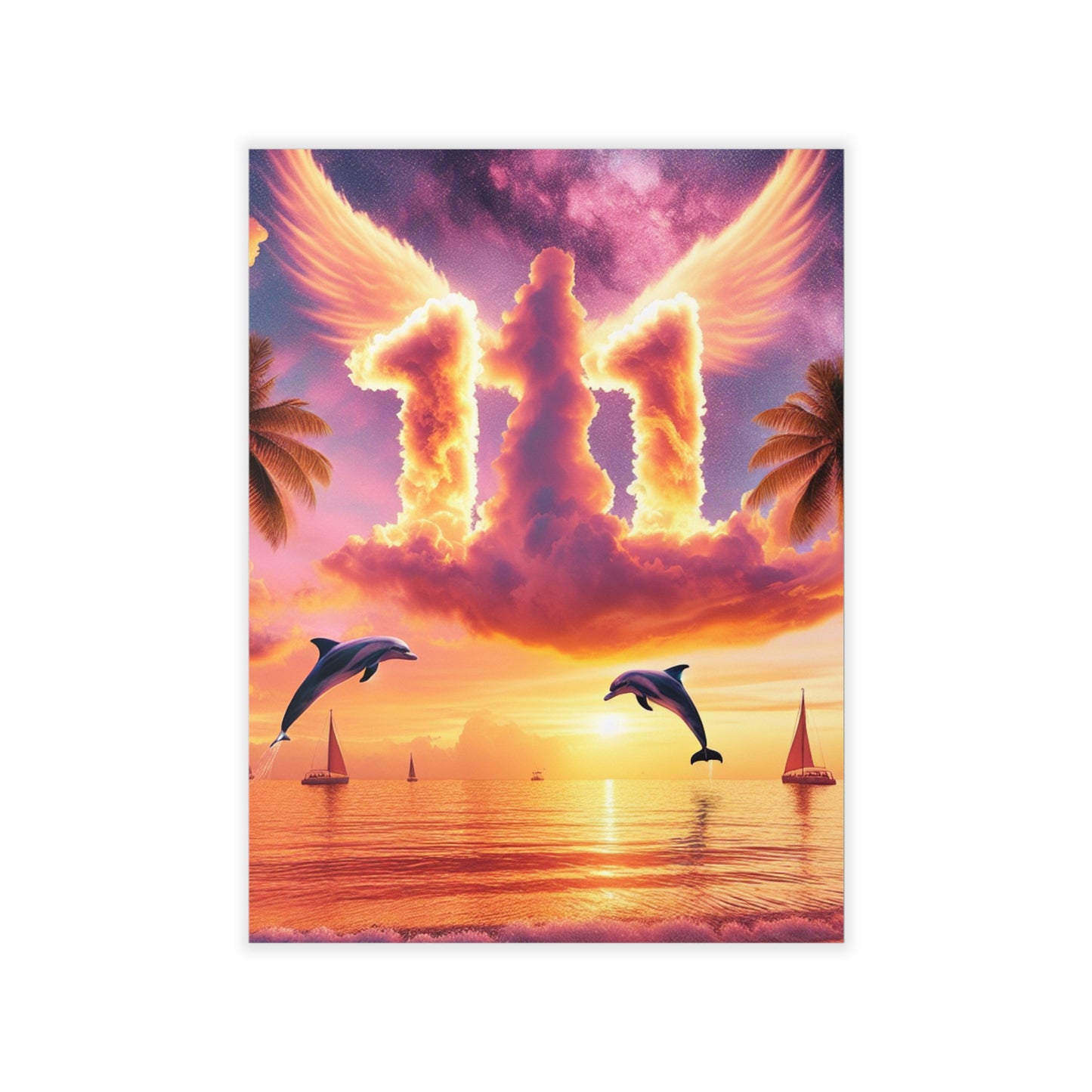 Repositionanable Wall Art 1111 "Sundrenched Serenity: Tropical Twilight Tango" - Tropical Beach at Sunset