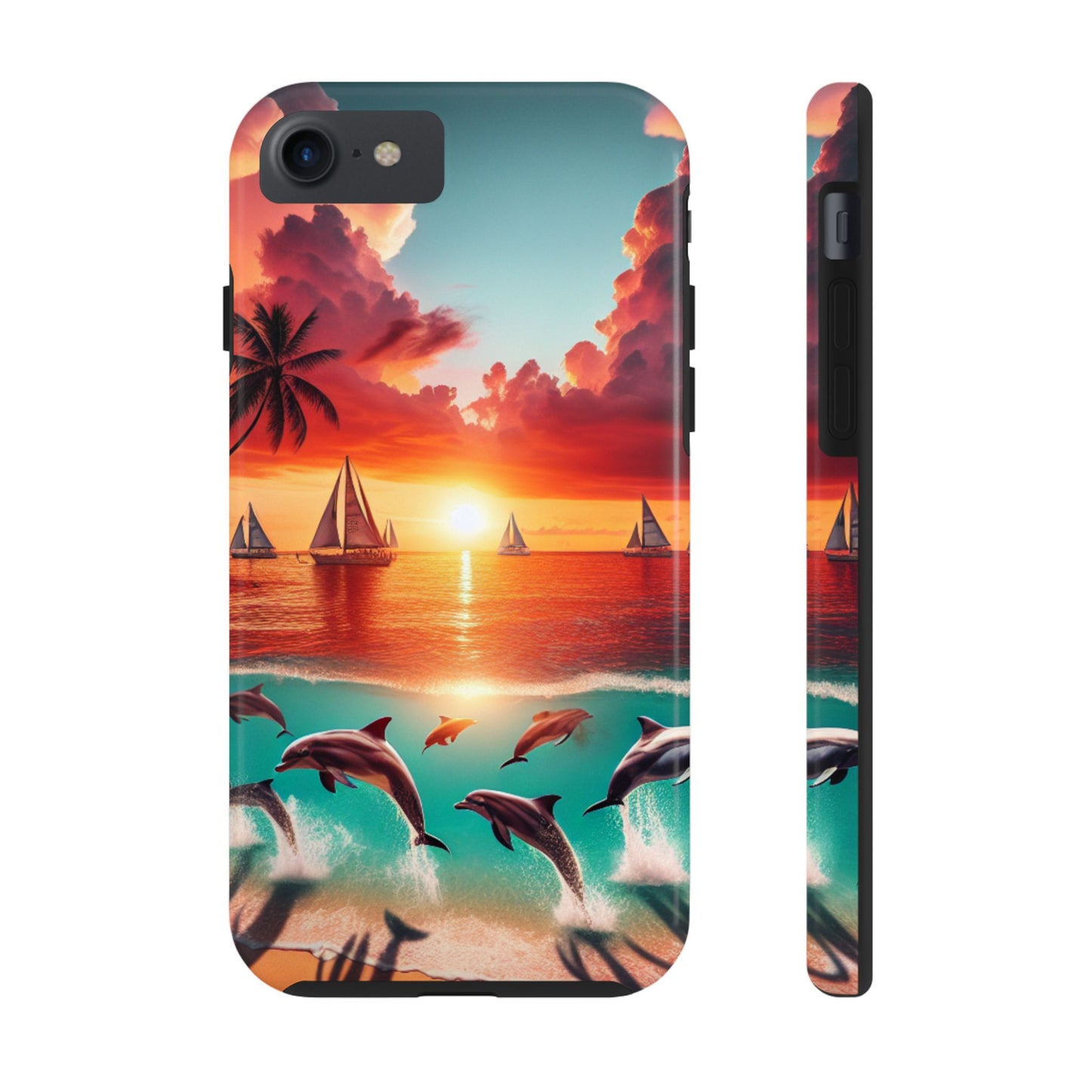 Iphone 16 15 14 13 12 10 9 8 7 Pro Plus and MaxTough Phone Case "Serene Shores: An Ode to Tropical Twilight" -  1111 Tropical Beach Art