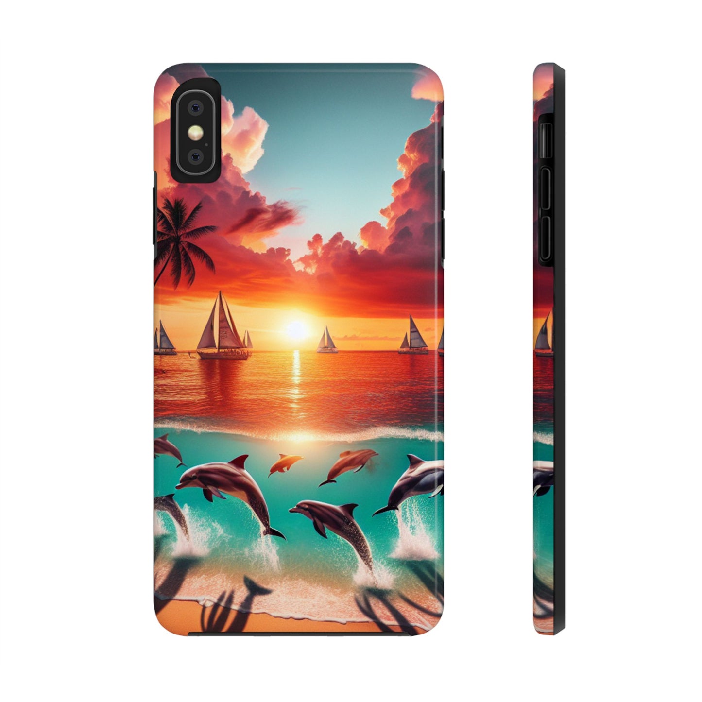 Iphone 16 15 14 13 12 10 9 8 7 Pro Plus and MaxTough Phone Case "Serene Shores: An Ode to Tropical Twilight" -  1111 Tropical Beach Art