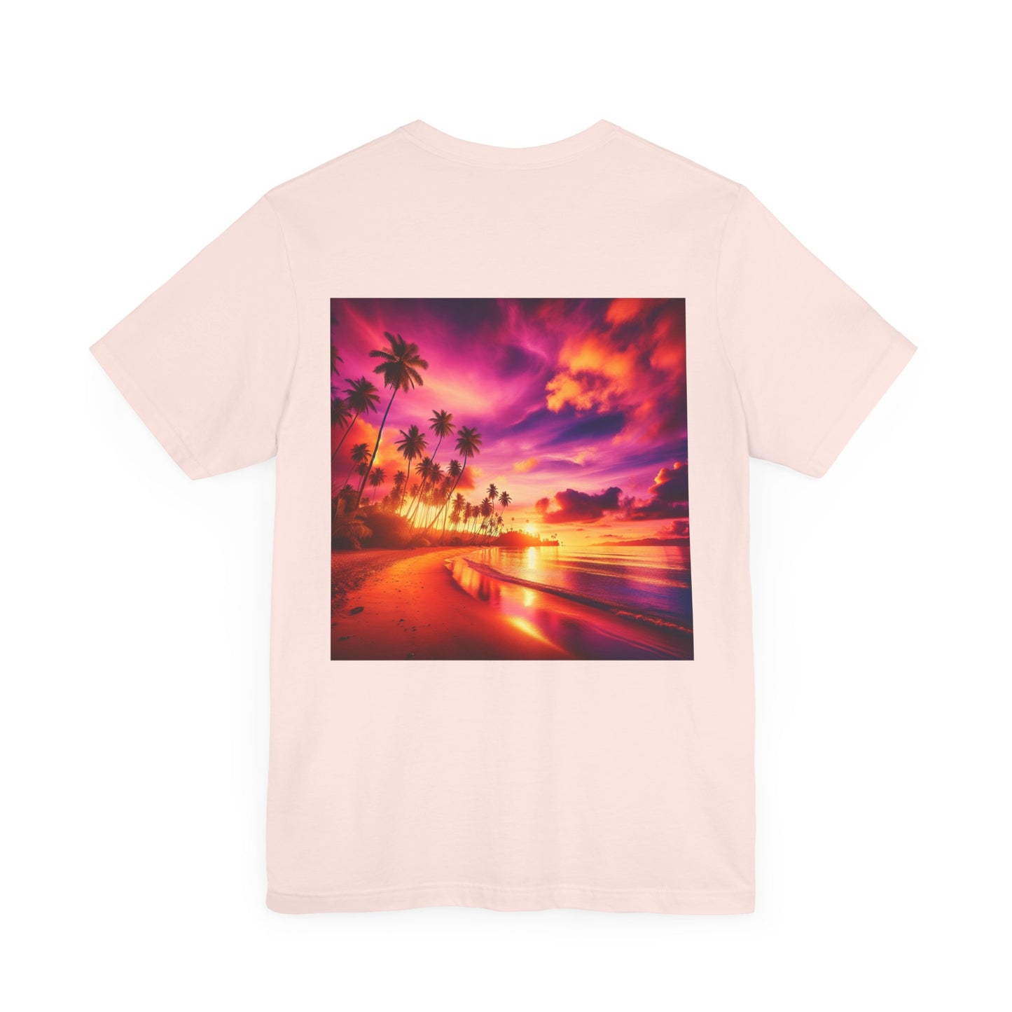 "Paradise Serenity: Tropical Twilight" - Tropical Beach Sunset with Palm Trees Unisex Tee