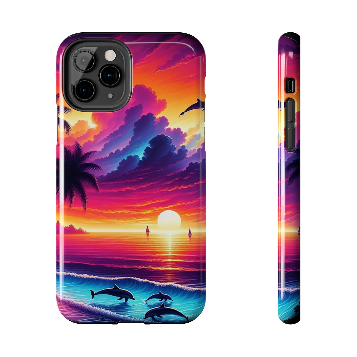 Iphone 16 15 14 13 12 10 9 8 7 Pro Plus and MaxTough Phone Case "Sundrenched Serenity: A Tropical Beach Twilight" -  1111 Tropical Beach Art