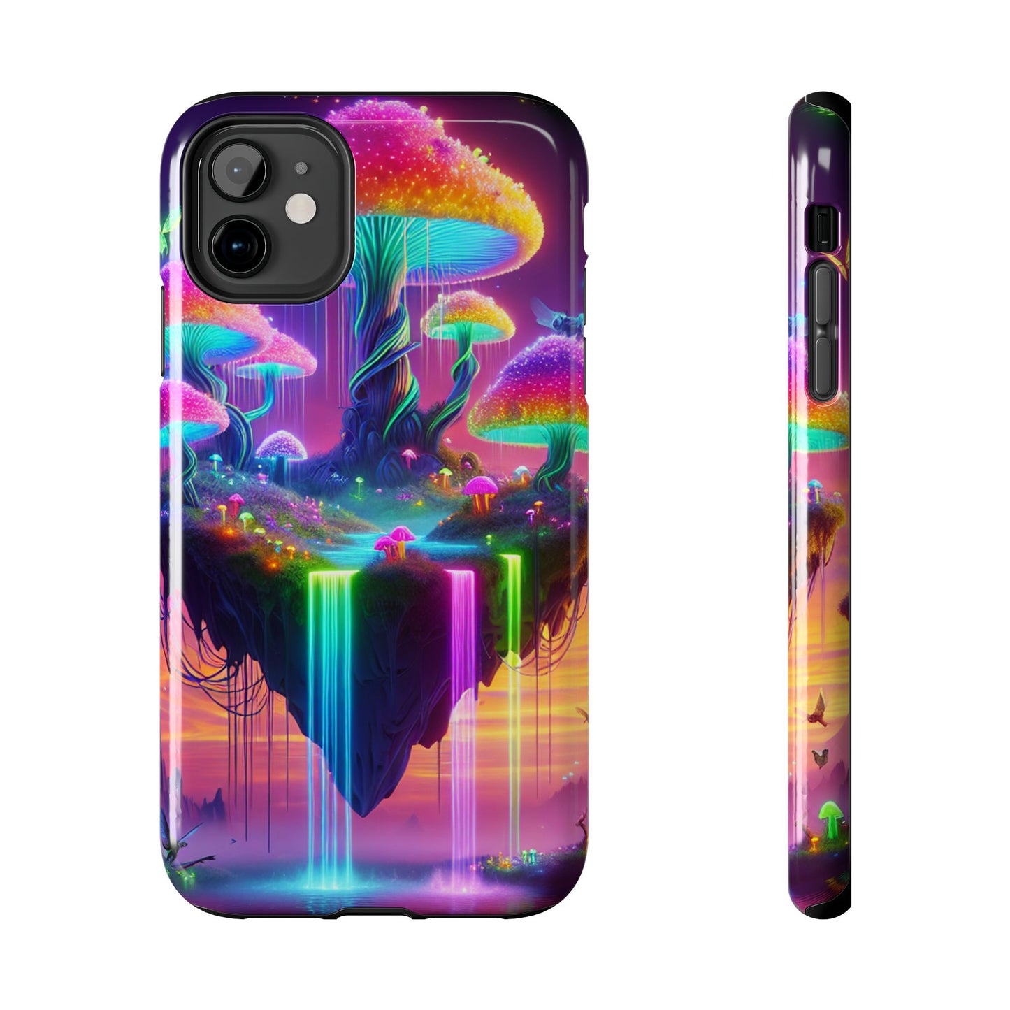 TDB Rainbow Floating Mushrooms islands with Waterfalls Tough Phone Cases