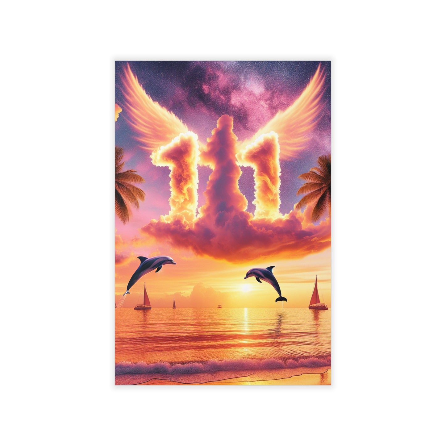 Repositionanable Wall Art 1111 "Sundrenched Serenity: Tropical Twilight Tango" - Tropical Beach at Sunset