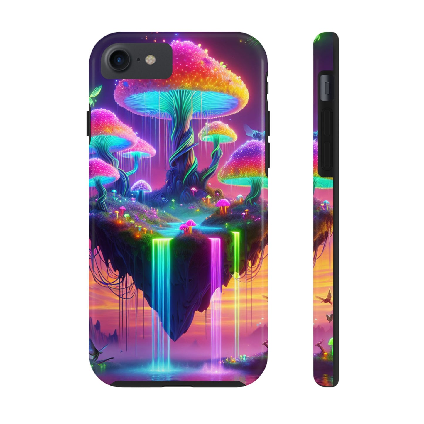 TDB Rainbow Floating Mushrooms islands with Waterfalls Tough Phone Cases