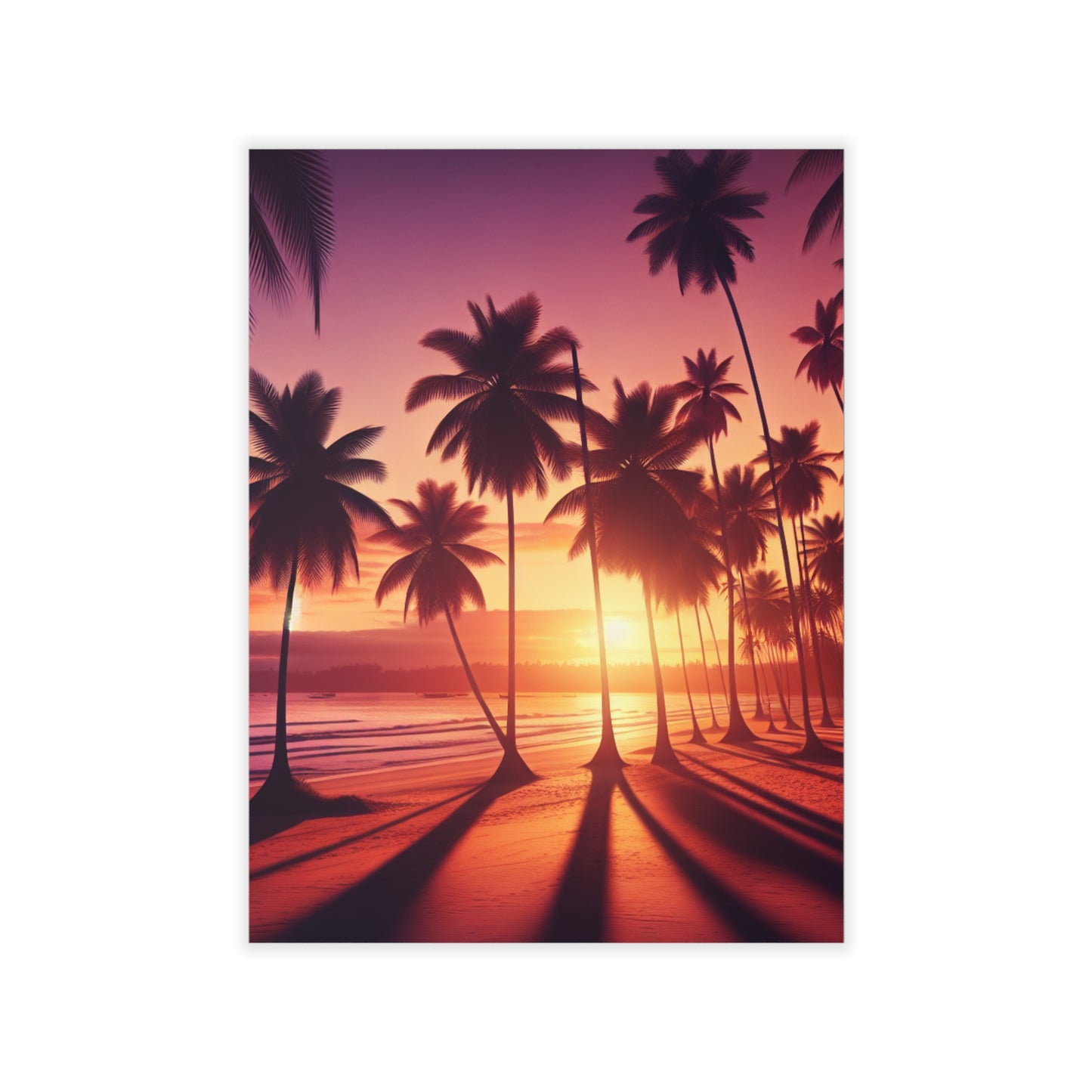 "Emerald Twilight: A Paradise Oasis" - Tropical Beach at Sunset Repositionanable Wall Art