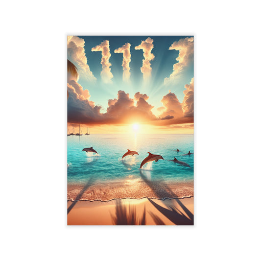 Repositionanable Wall Art 1111 "Paradise Dusk: A Symphony of Warmth and Tranquility" - Tropical Beach at Sunset