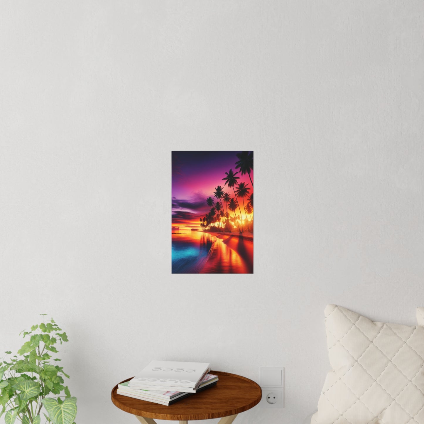 "Paradise Palette: A Tropical Twilight" - Tropical Beach at Sunset Repositionanable Wall Art