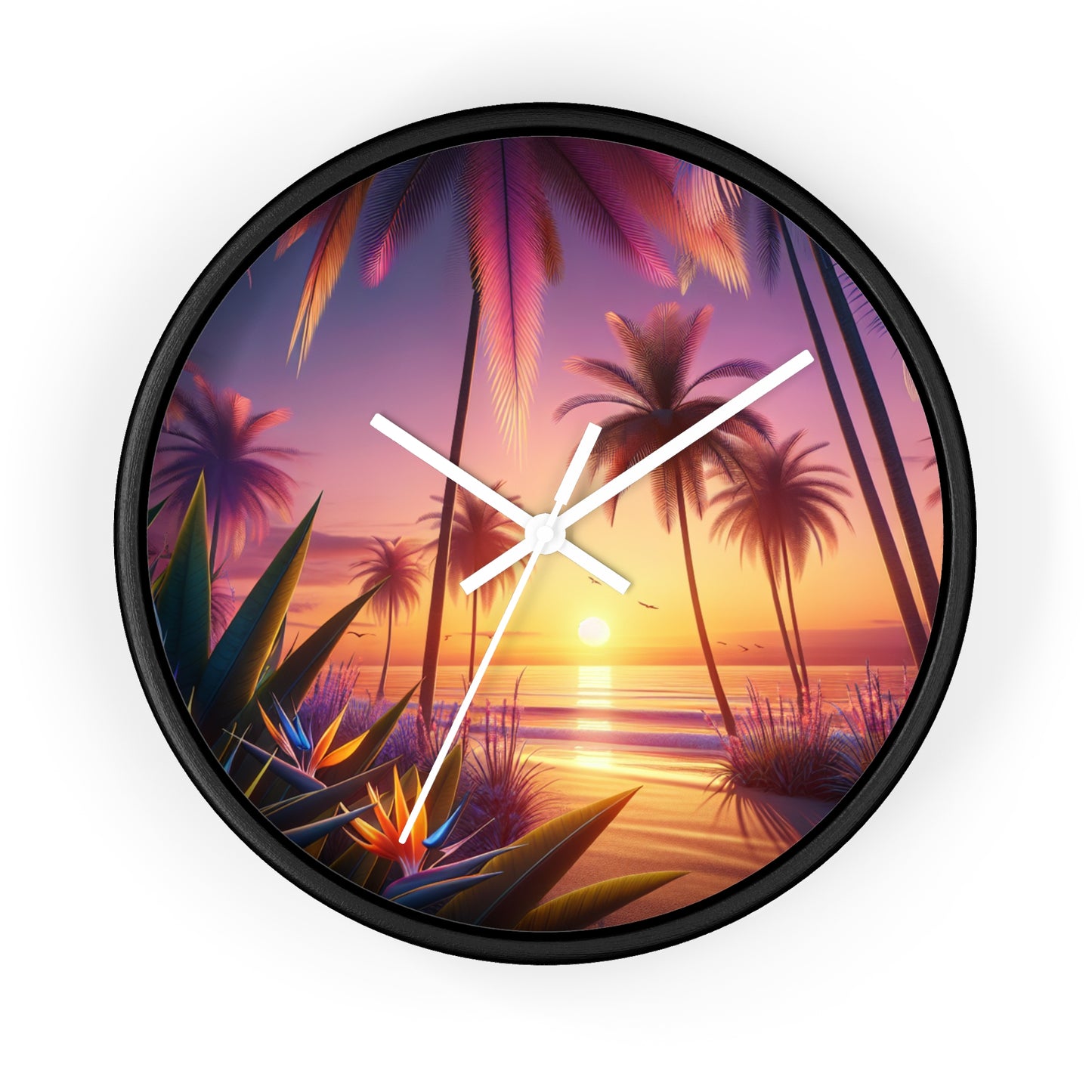 "Serene Sundown in Paradise" - 10" Art Clock