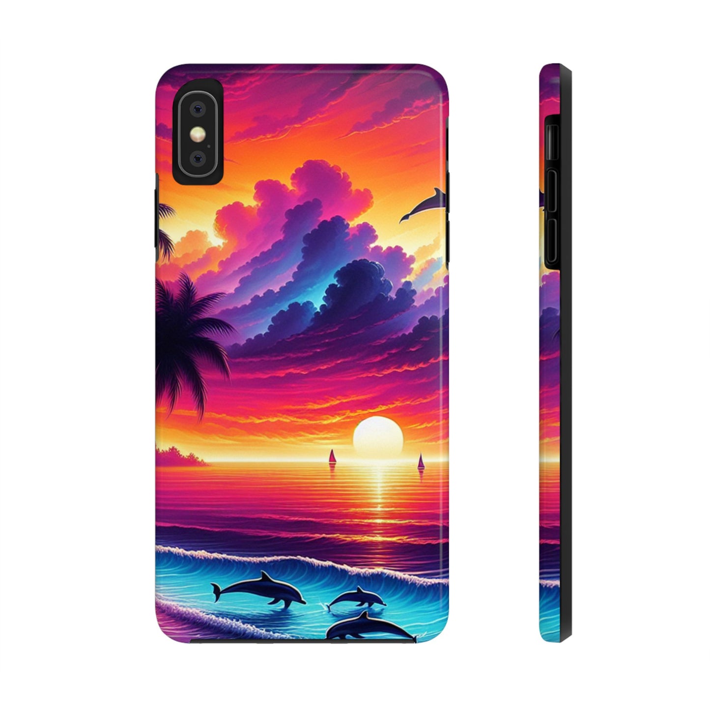 Iphone 16 15 14 13 12 10 9 8 7 Pro Plus and MaxTough Phone Case "Sundrenched Serenity: A Tropical Beach Twilight" -  1111 Tropical Beach Art