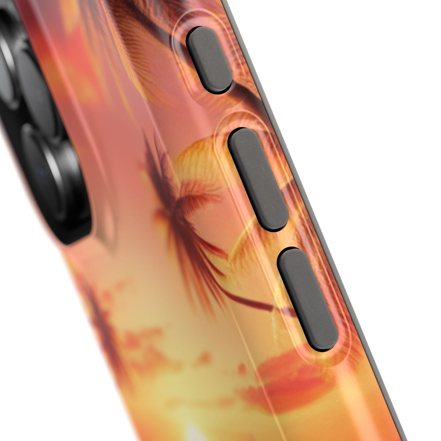 Magnetic Iphone 16 15 14 13 Pro and Max Angel number 1111 in the sand  "Serenity At Dusk: Tropical Beach Euphoria" - Tough Phone Case with Tropical Beach Sunset Dolphins ande Sailboats HD Art