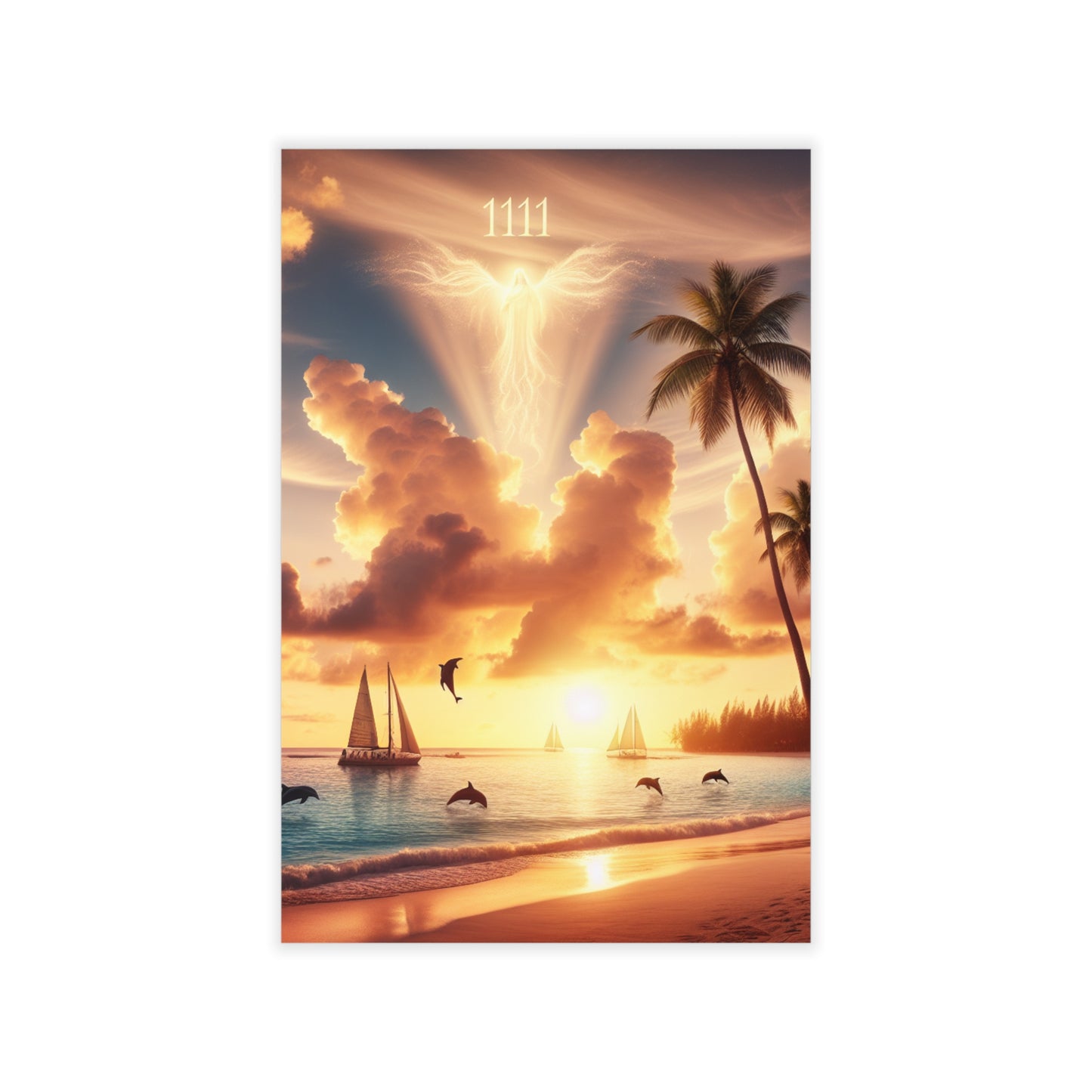 Repositionanable Wall Art 1111 "Paradise Twilight: An Ode to Tropical Dusk" - Tropical Beach at Sunset