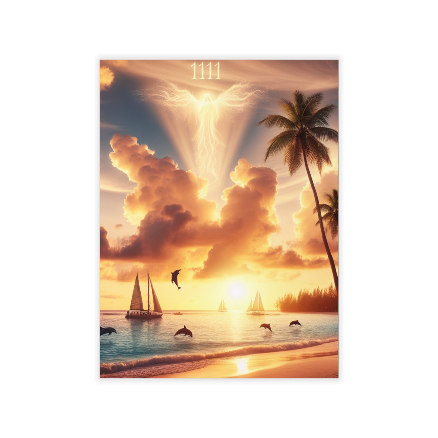 Repositionanable Wall Art 1111 "Paradise Twilight: An Ode to Tropical Dusk" - Tropical Beach at Sunset