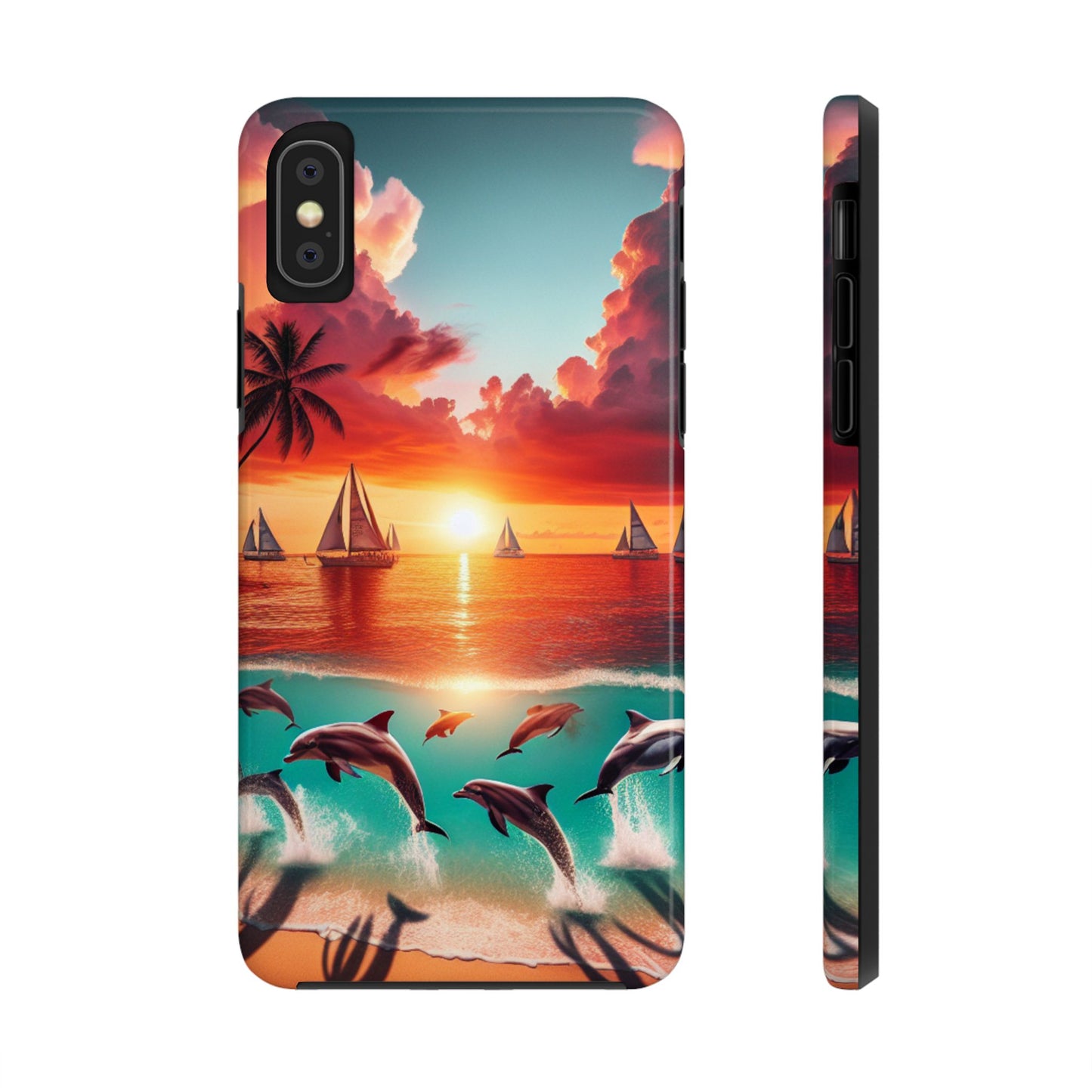 Iphone 16 15 14 13 12 10 9 8 7 Pro Plus and MaxTough Phone Case "Serene Shores: An Ode to Tropical Twilight" -  1111 Tropical Beach Art