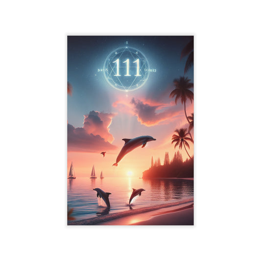 Repositionanable Wall Art 1111 "Serenity Sands: A Tropical Dusk Delight" - Tropical Beach at Sunset