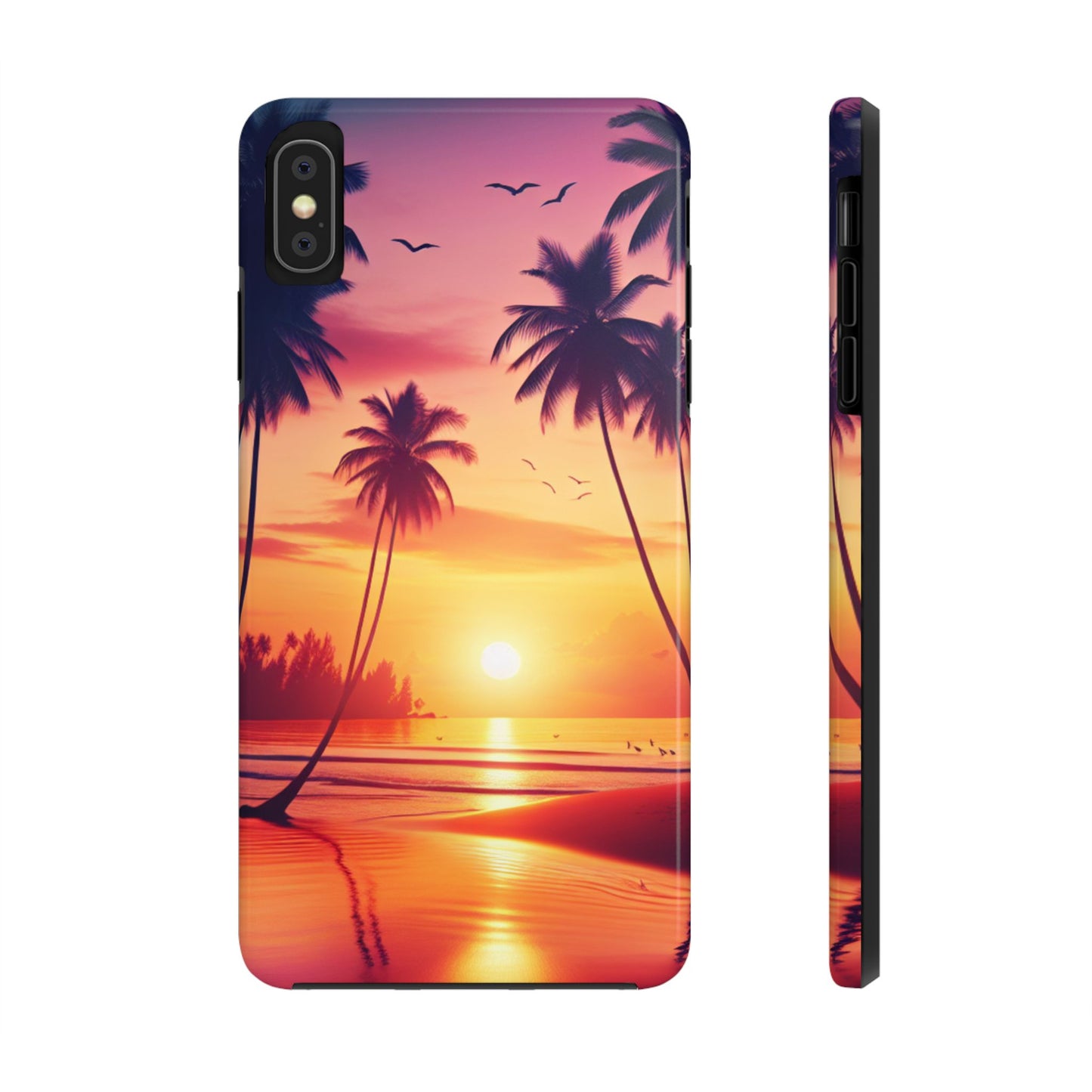 "Paradise Twilight: An Enchanting Tropical Serenade" - All Iphones 15 to 7 and Samsung Galaxy s24 to s21 Tough Phone Case with Tropical Beach Art