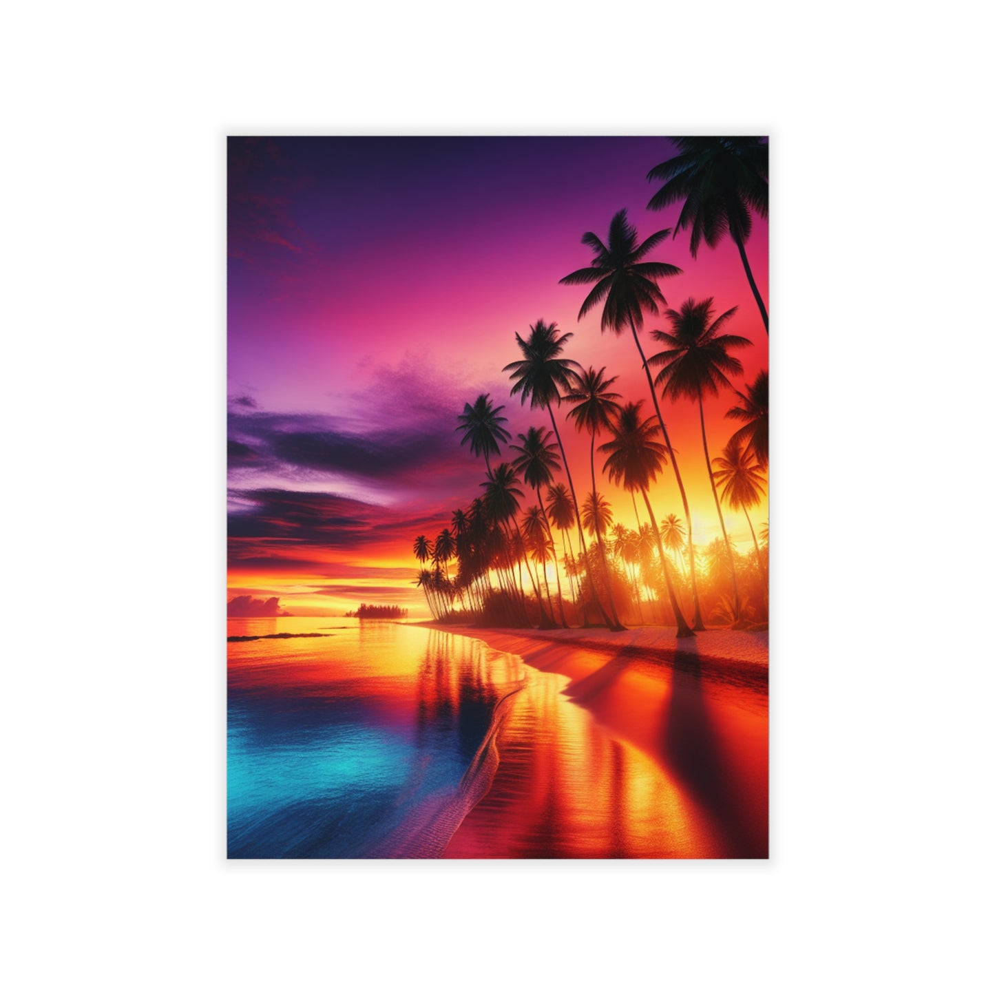 "Paradise Palette: A Tropical Twilight" - Tropical Beach at Sunset Repositionanable Wall Art