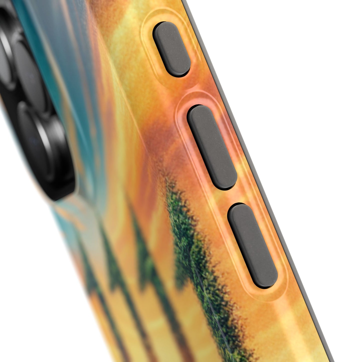 Magnetic Tough Phone case for phone 16 15 14 13 Pro Plus and Max  1111 "Paradise Lost in Dusk" - Tough Phone Case with Tropical Beach Sunset Dolphins ande Sailboats HD Art