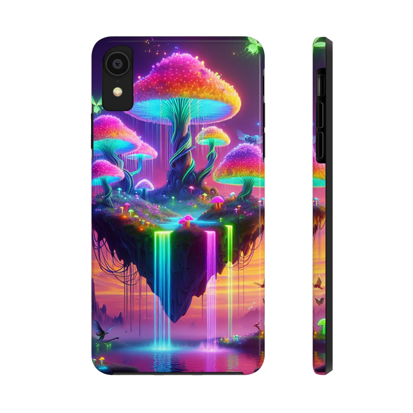 TDB Rainbow Floating Mushrooms islands with Waterfalls Tough Phone Cases