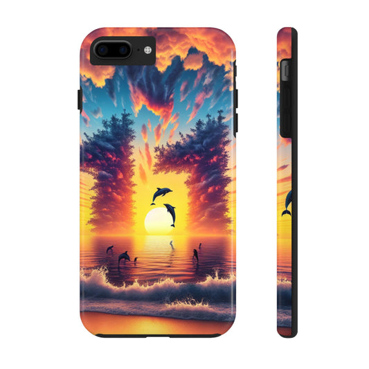 Iphone 16 15 14 13 12 10 9 8 7 Pro Plus and MaxTough Phone Case "Paradise Twilight: A Serenade of Tropic Colors" -  1111 Tropical Beach Art