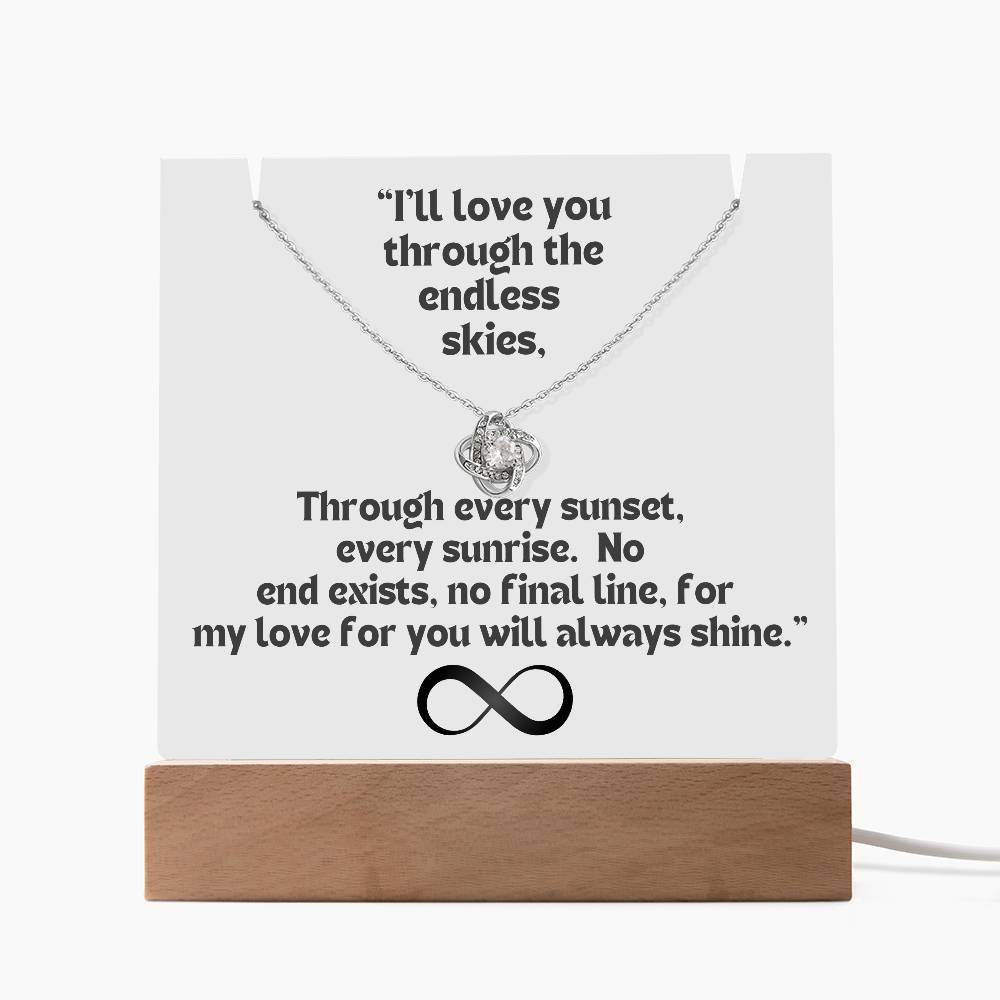 Color LED Acrylic Infinity Card and  KNOT Necklace  For my Wife/ Girlfriend & Husband/ Boyfriend Infinite love Keepsake 4