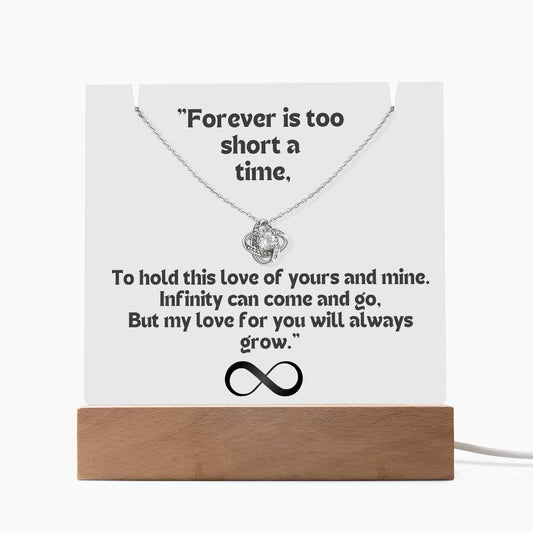 Color LED Acrylic Infinity Card White Background Black Text and Infinity  KNOT Necklace  For my Wife/ Girlfriend & Husband/ Boyfriend Infinite love Keepsake 2